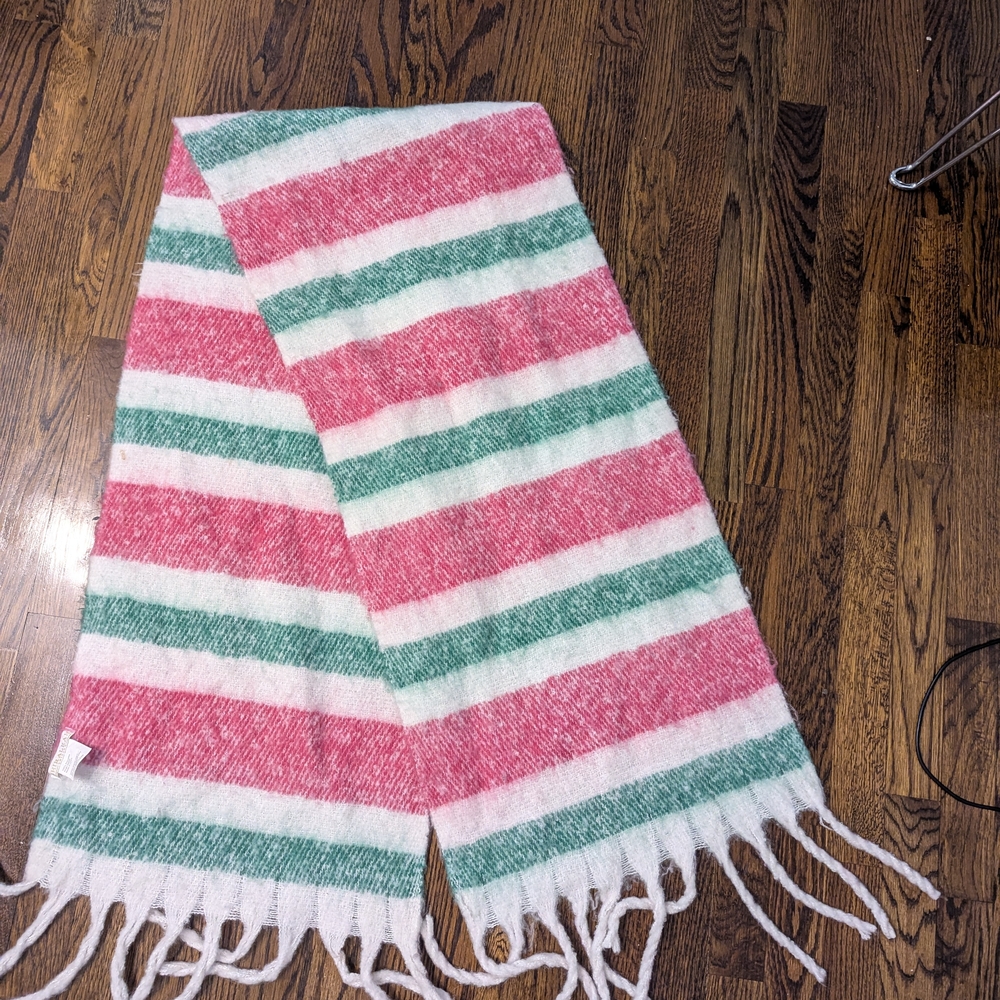 Shiraleah Pink, Green & White Striped Fringe Scarf